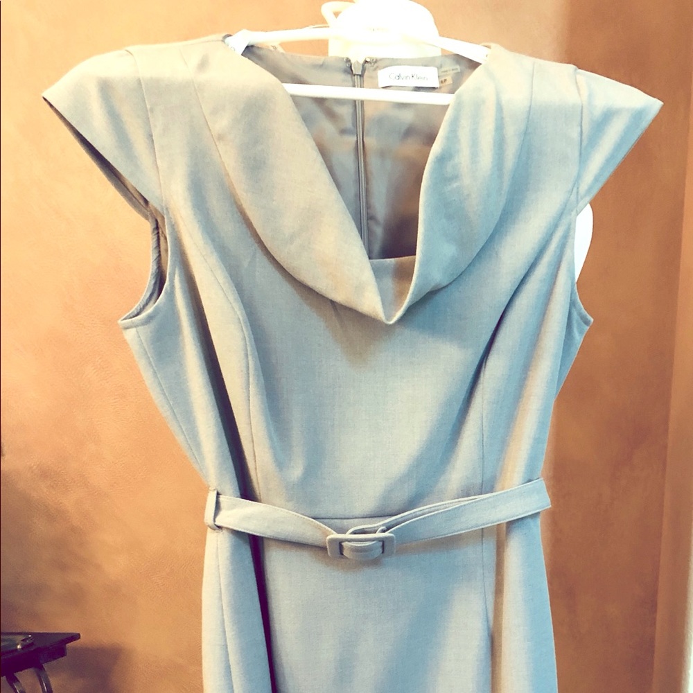 Belted Light green-gray Calvin Klein dress